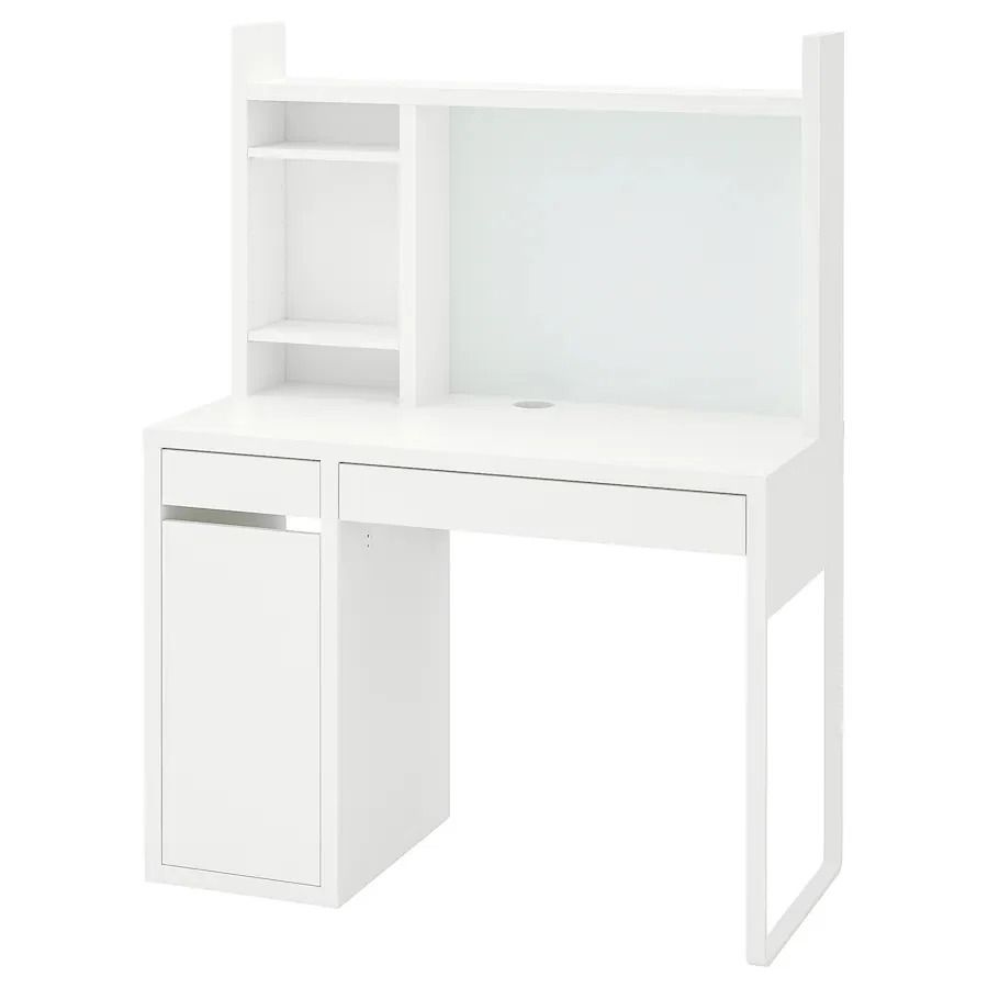 MICKE Desk with high add-on unit , White, 105x50cm