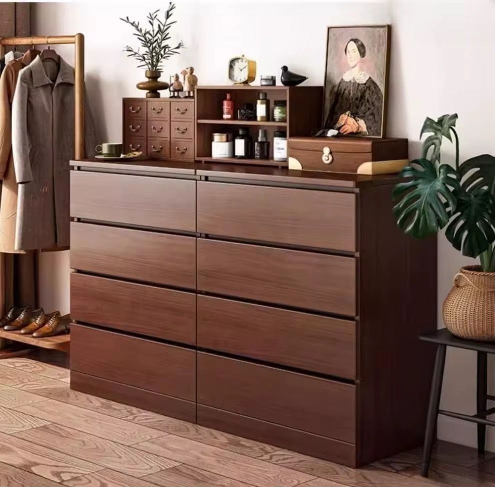 Wooden 8-Drawer Storage Dresser with Organizer Hutch