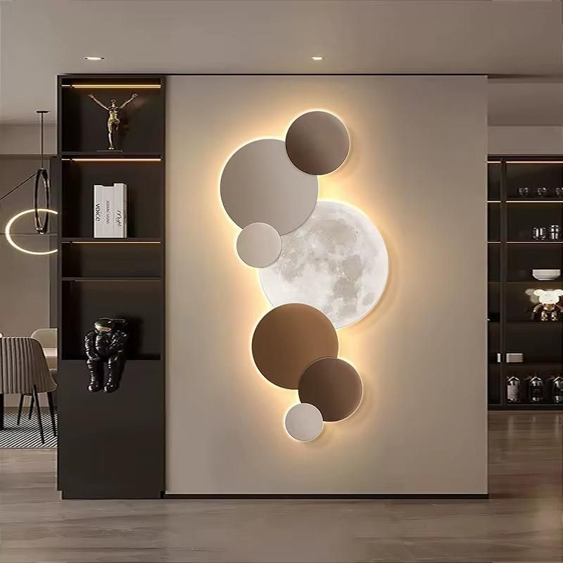 Modern Overlapping Circle &amp; Moon LED Wall Sconce