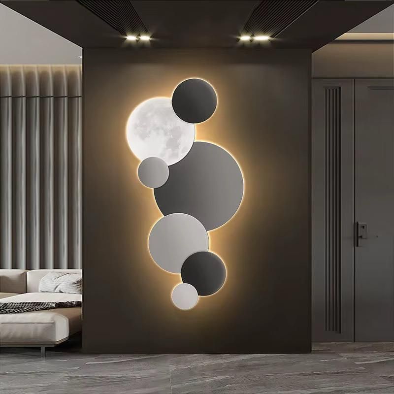 Modern Abstract Circle &amp; Moon LED Wall Sconce