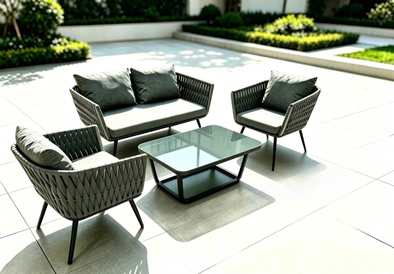 Modern 4-Piece Outdoor Sectional Sofa Set