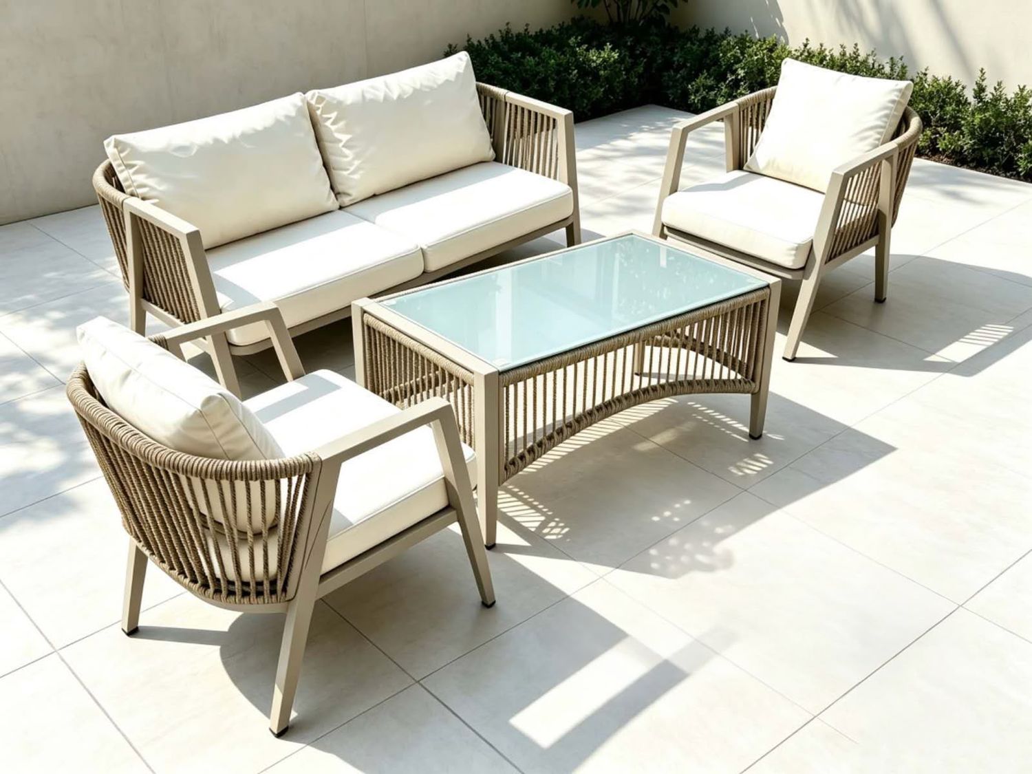 4-Piece Outdoor Woven Rope Sofa Set