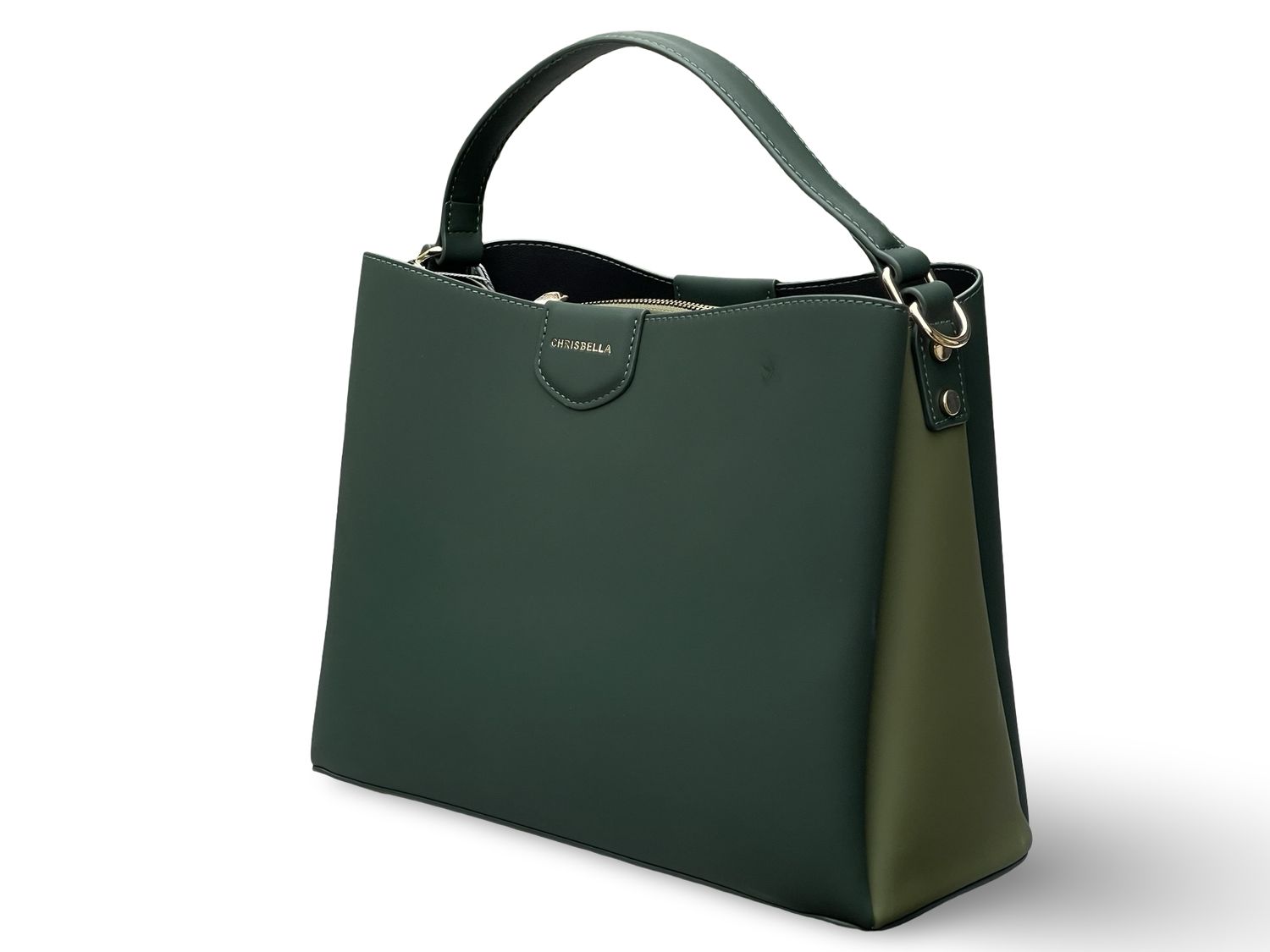 The Élan CHRISBELLA Signature Structured Emerald Green Tote Bag