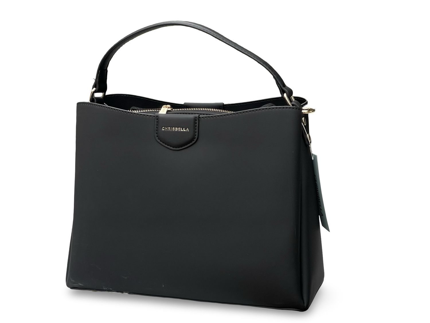 The Élan CHRISBELLA Signature Structured Black Tote Bag