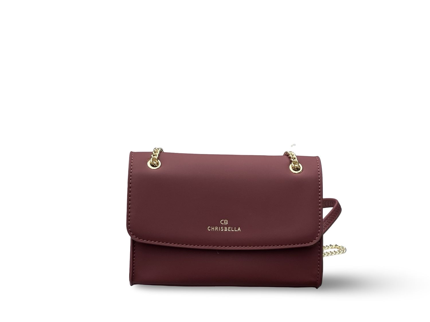 CHRISBELLA Luxe Chain Burgundy Crossbody Handbag