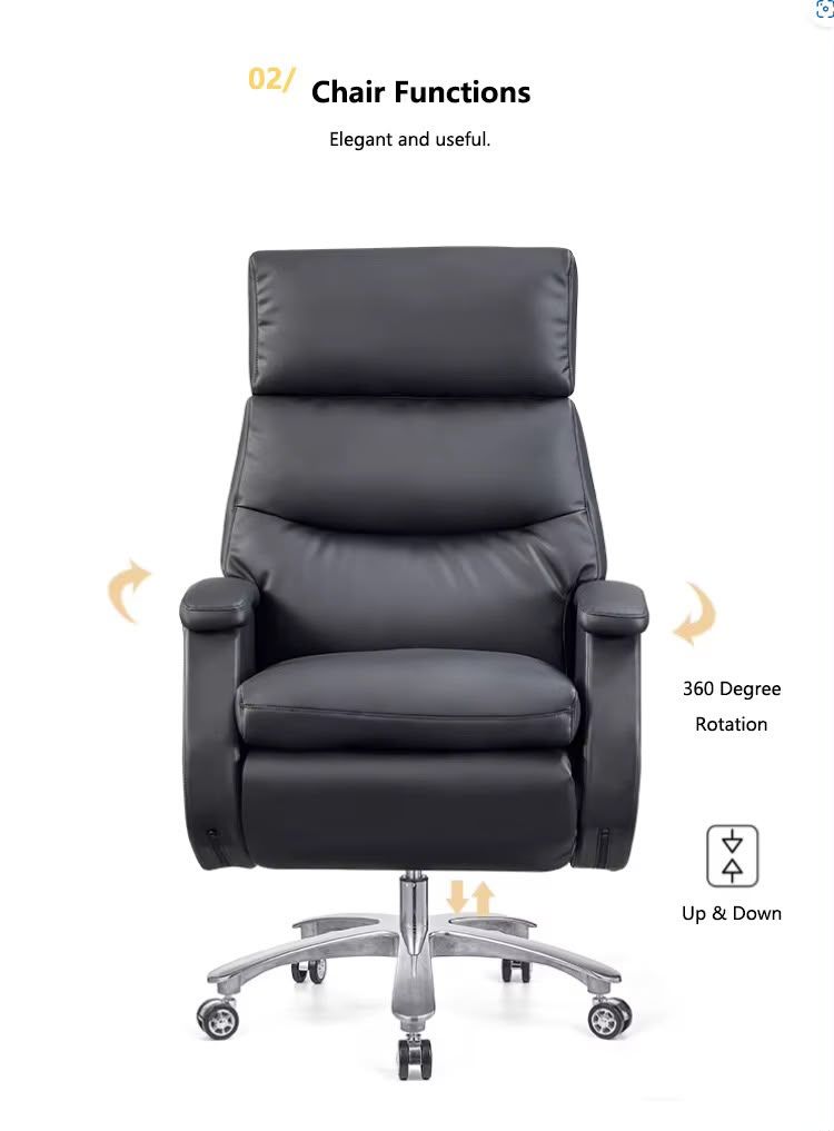 Executive Black Swivel Leather Office Chair