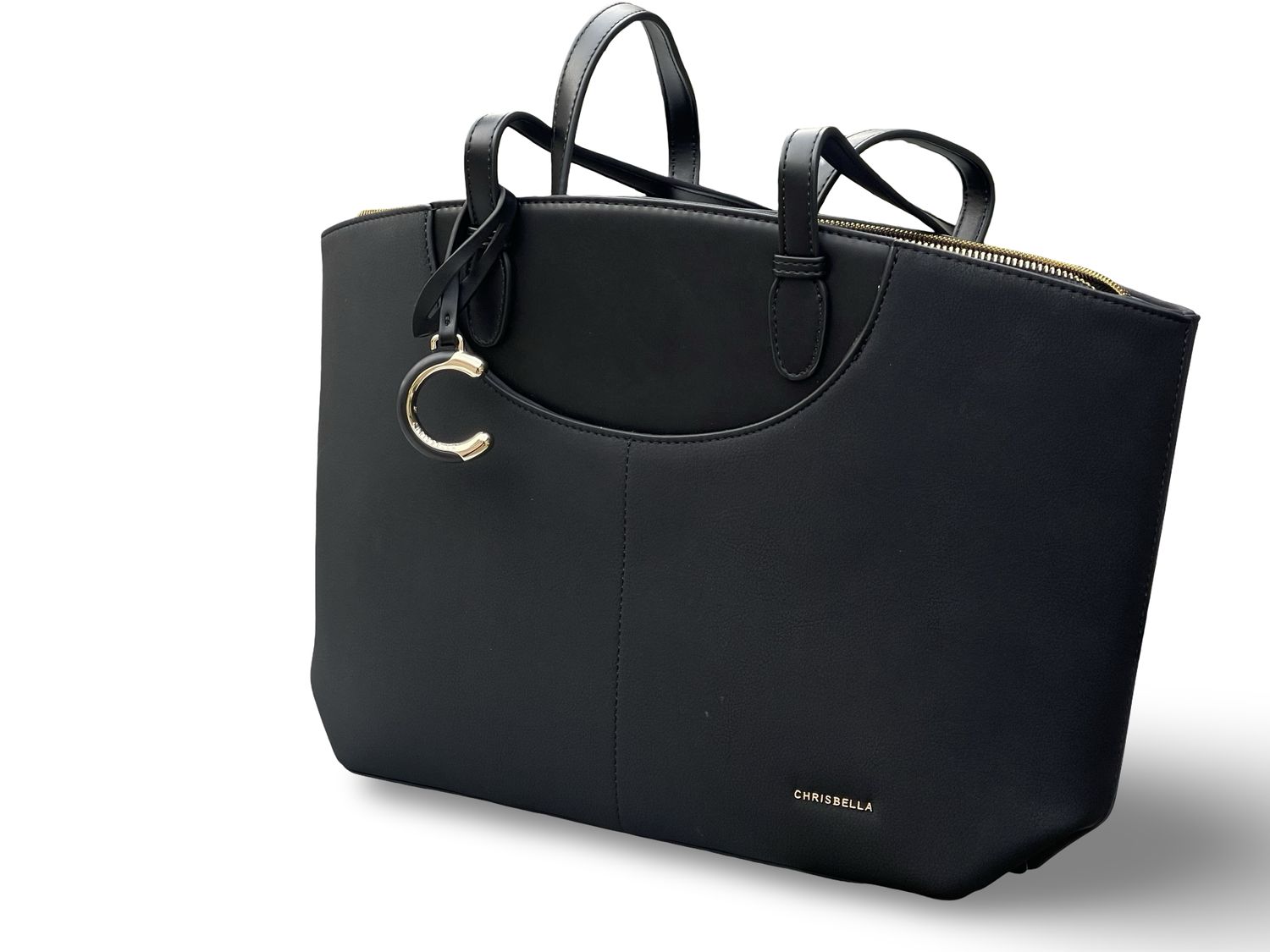 Chrisbella Executive Curved-Trim  Black Tote Bag