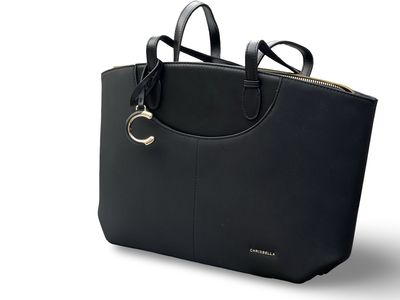 Chrisbella Executive Curved-Trim  Black Tote Bag