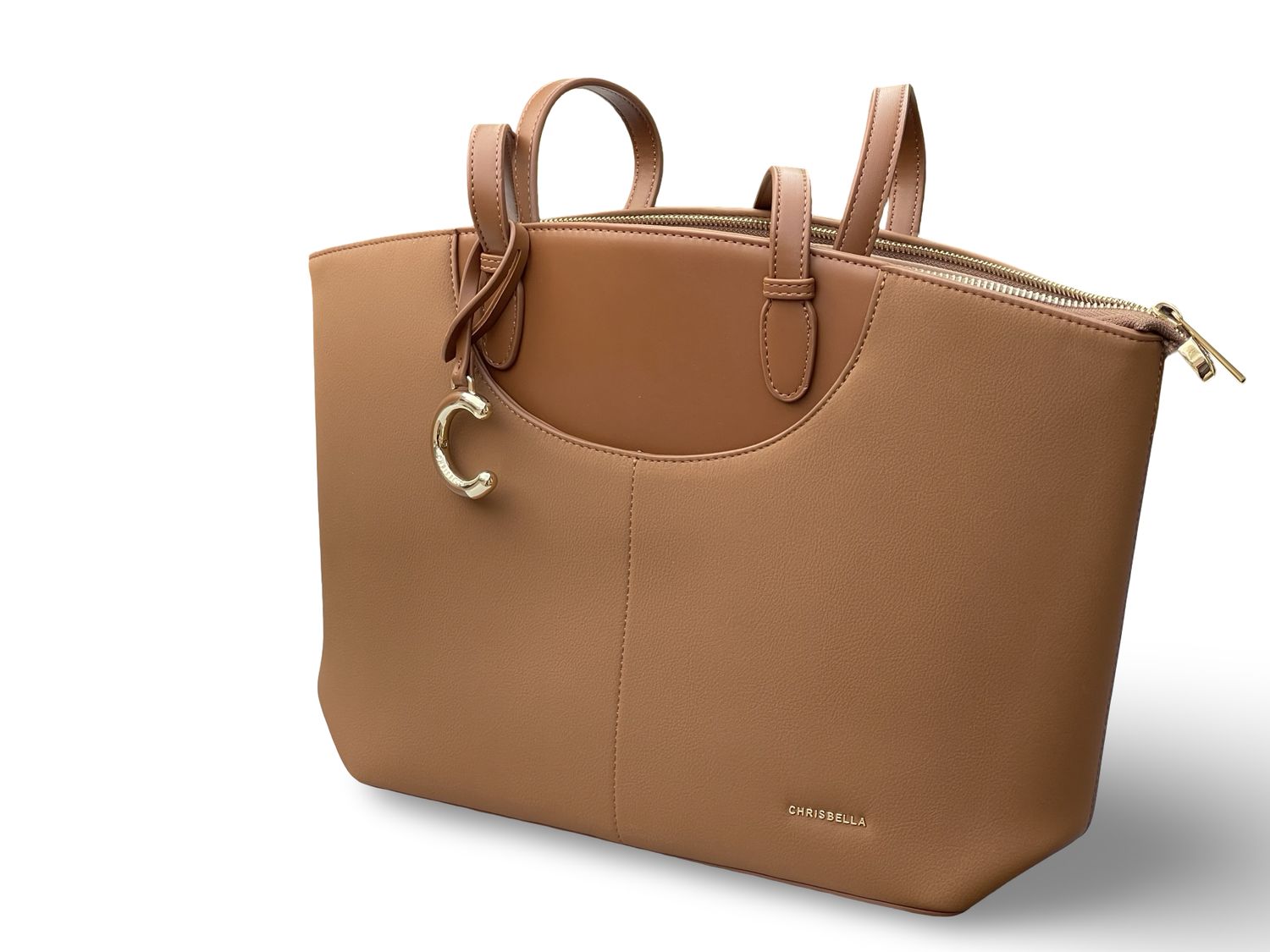 Chrisbella Executive Curved-Trim  Brown Tote Bag