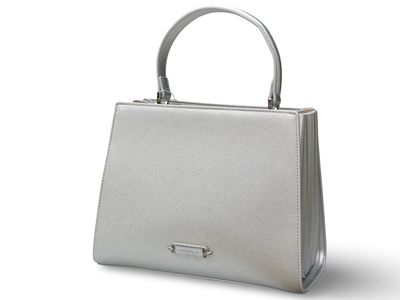 Chrisbella Structured Metallic Top-Handle Satchel Bag