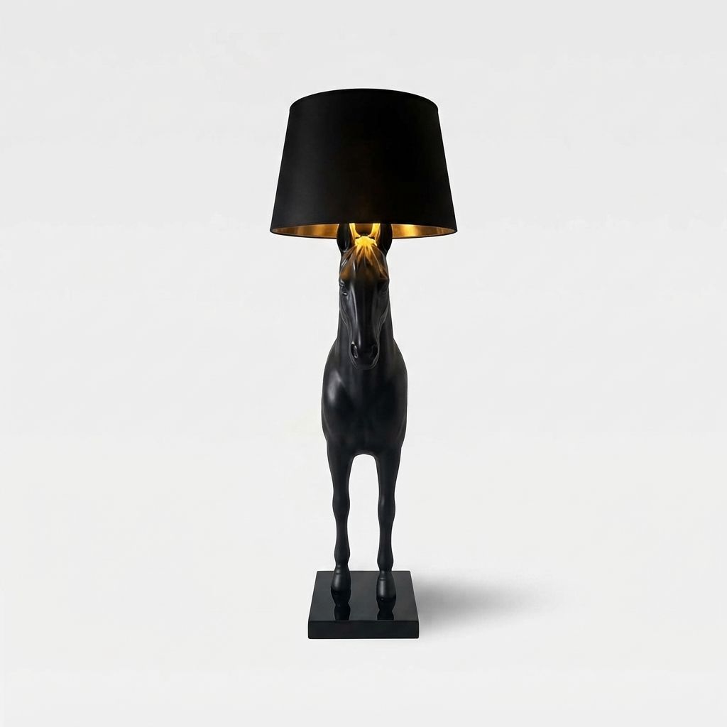 Equestrian Luxe Black &amp; Gold Horse Table Lamp