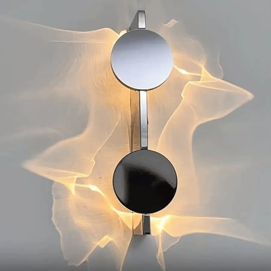 Modern Double Round LED Wall Sconce Light – Black &amp; Silver Finish