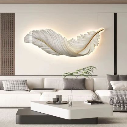 Elegant Feather Backlit LED Wall Sculpture