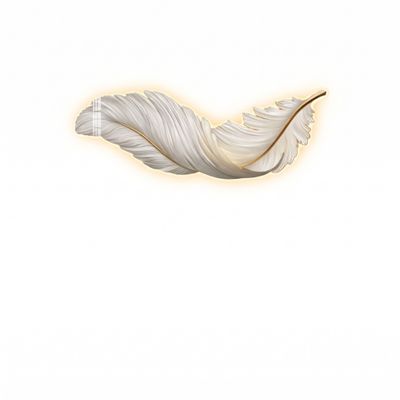 Decorative White and Gold Feather Accent