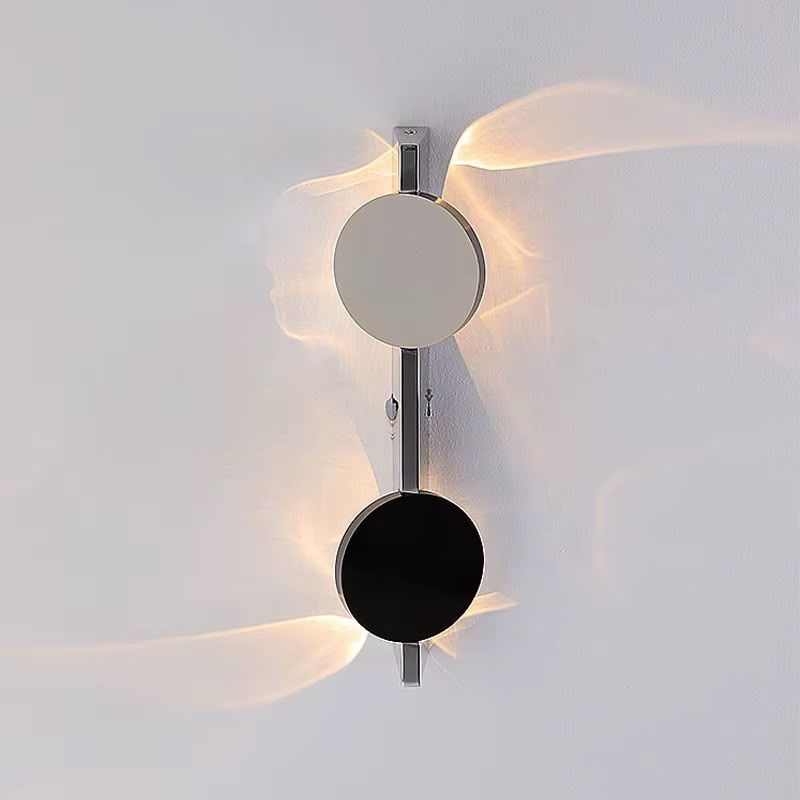 Modern Dual-Disc LED Wall Sconce with Ambient Backlighting