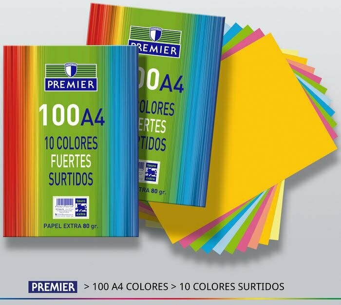 Paquete de 100 hojas - 10 colores surtidos