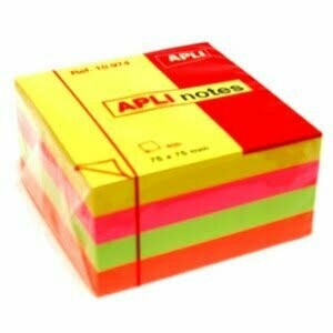 Taco de notas adhesivas  4 colores - fluorescentes - medida   75 x  125 mm