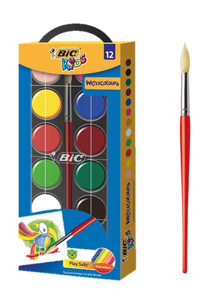 Acuarelas Bic - 12 colores - Incluye pincel