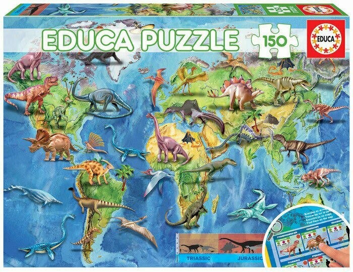 Puzzle - Mapamundi Dinosaurios