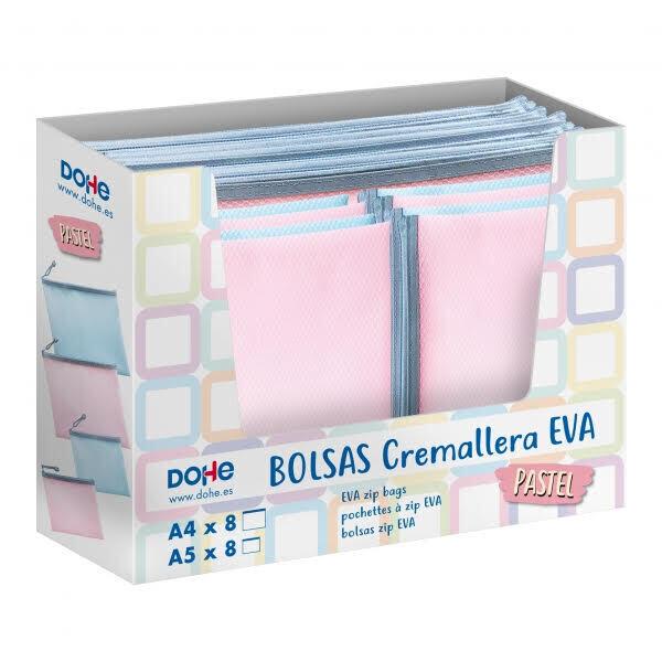 Bolsas Cremallera EVA de 400 micras tacto Soft Pastel - A5