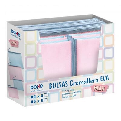 Bolsas Cremallera EVA de 400 micras tacto Soft Pastel - A4