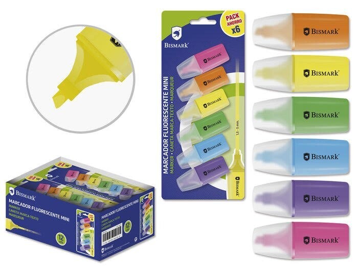 Pack - Rotuladores Mini Fluorescente - BISMARK - 6 Unidades