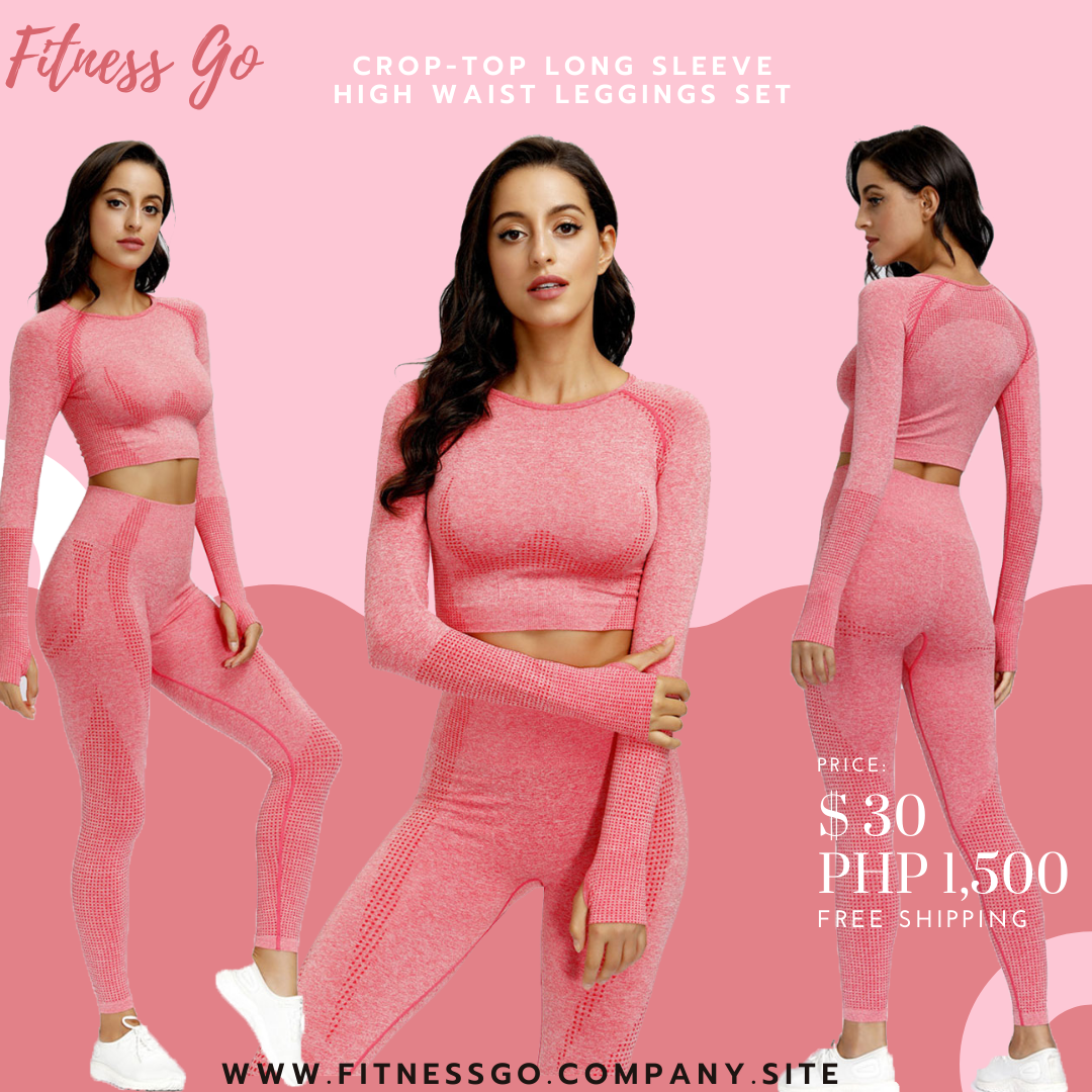 2PC SEAMLESS SET Crop-Top Long Sleeve +High Waist Leggings