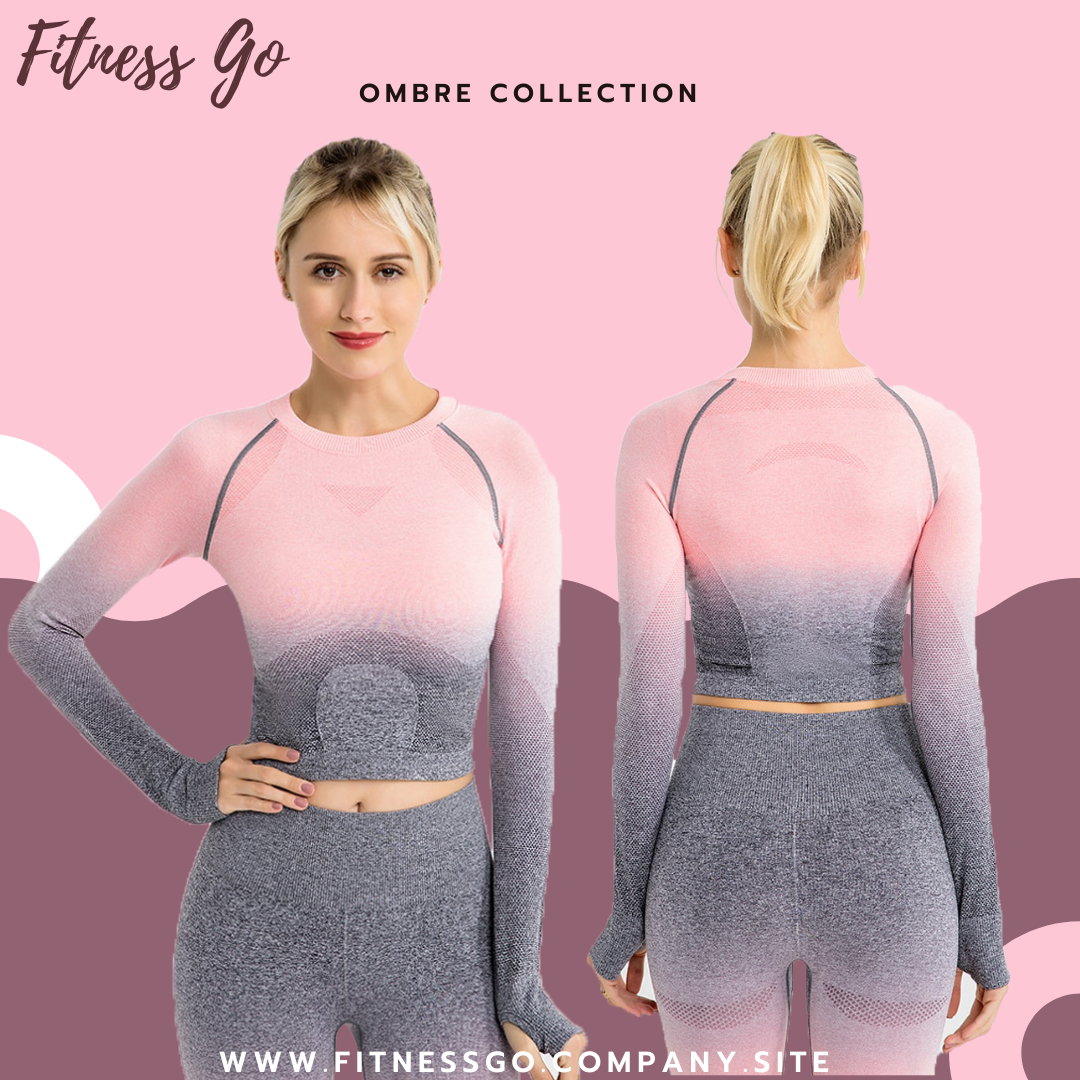 2PC OMBRE COLLECTION CROP-TOP LONG SLEEVE + LEGGINGS