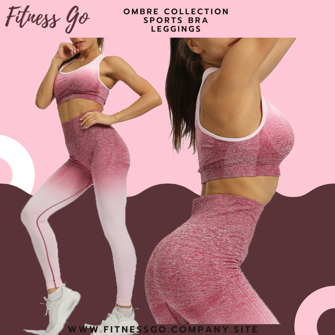 2PC OMBRE SET Sports Bra + High-waist Leggings