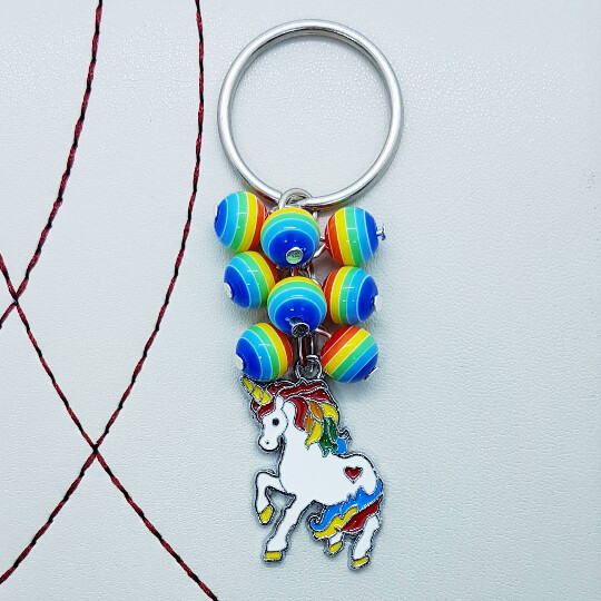 Unicorn Beaded Keyring