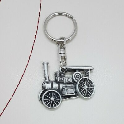 Steam Traction Engine Pewter Keyring