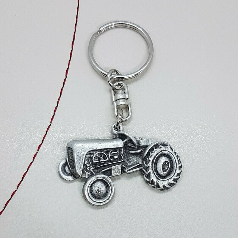 Vintage Tractor Pewter Keyring