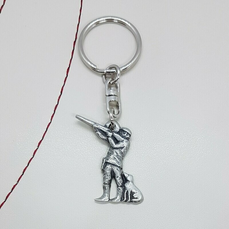 Shooting Gun Dog Countryside Pewter Keyring