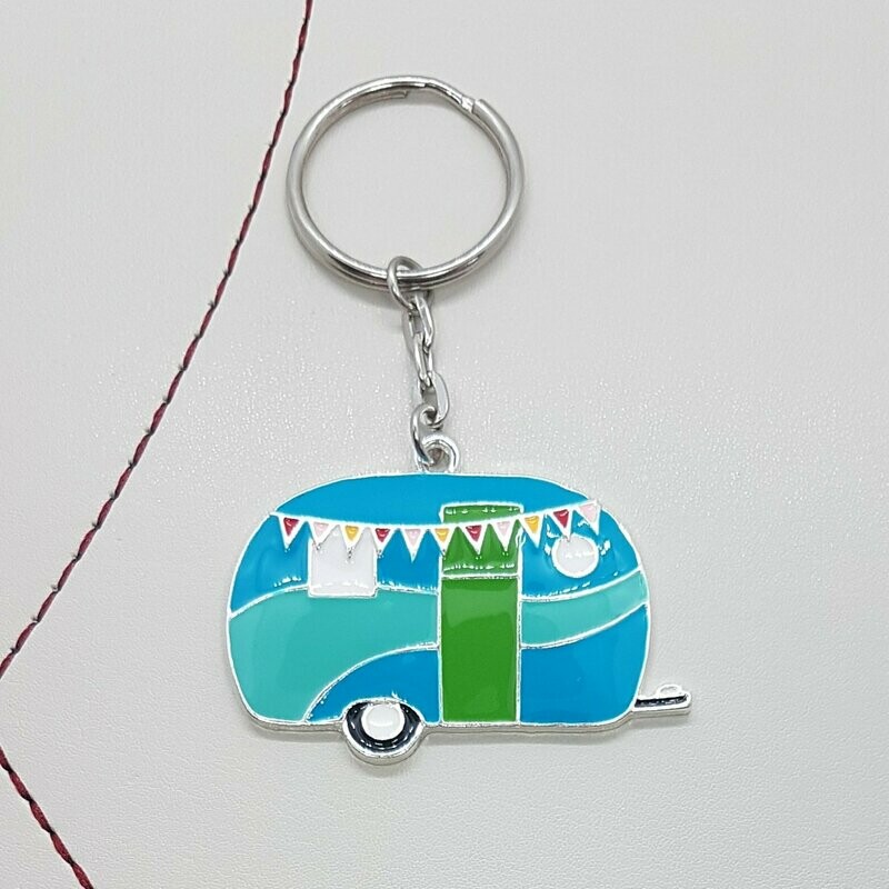 Caravan Blue Enamel Keyring