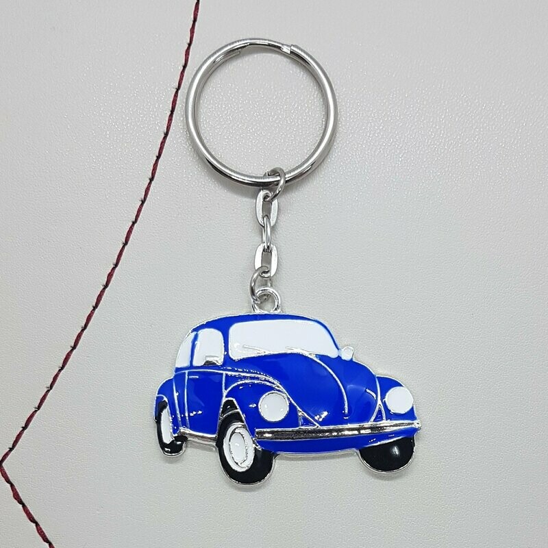 Blue Car Beetle Enamel Keyring