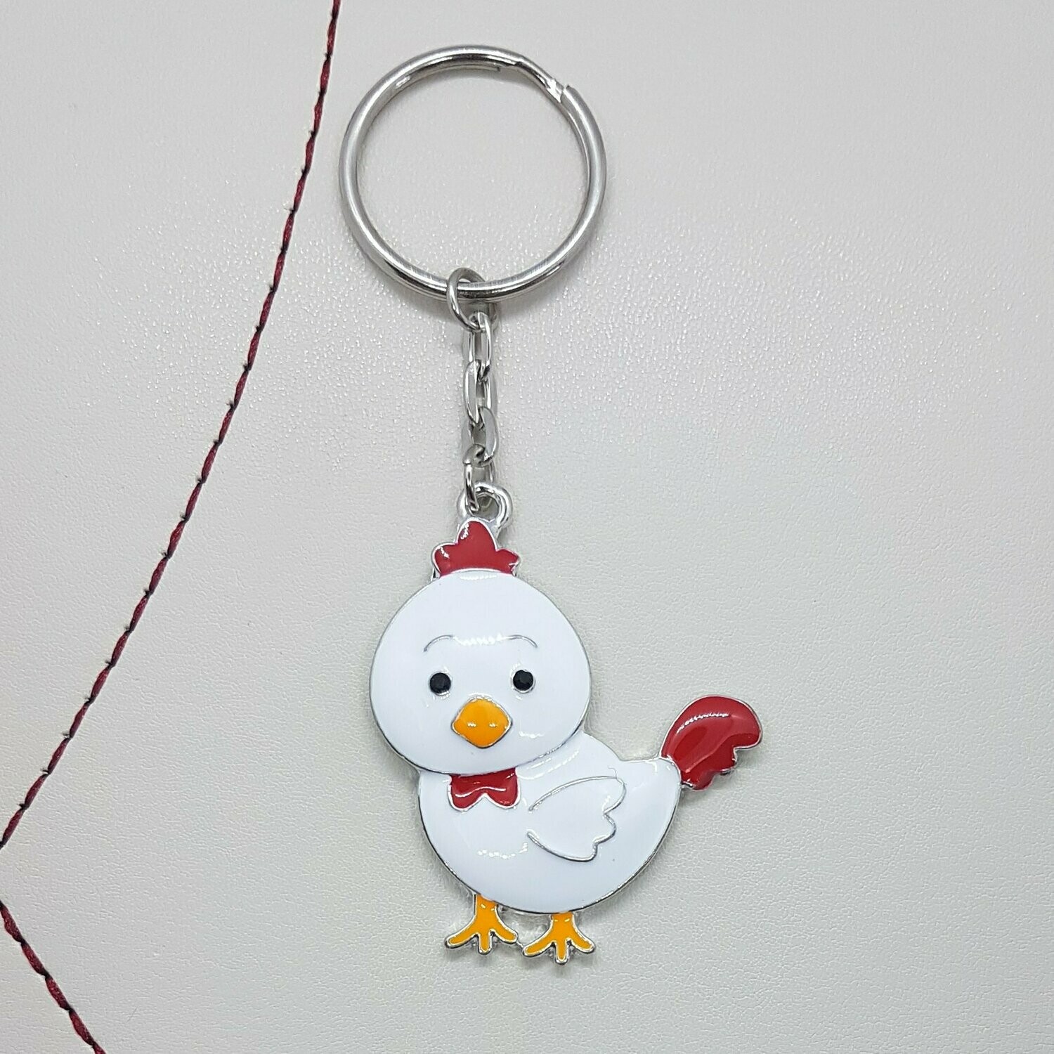 Chicken Enamel Keyring