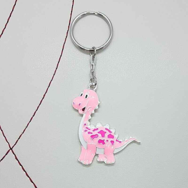 Dinosaur Pink Enamel Keyring