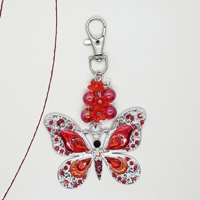 Butterfly Bag Charm Red