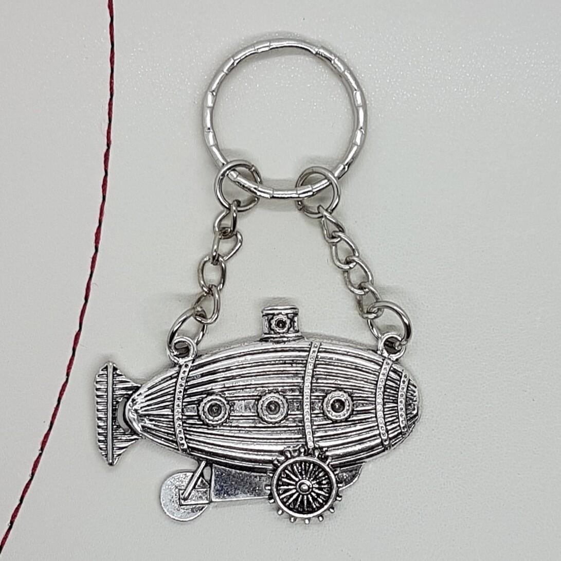 Airship Steampunk Silver Colour Keyring