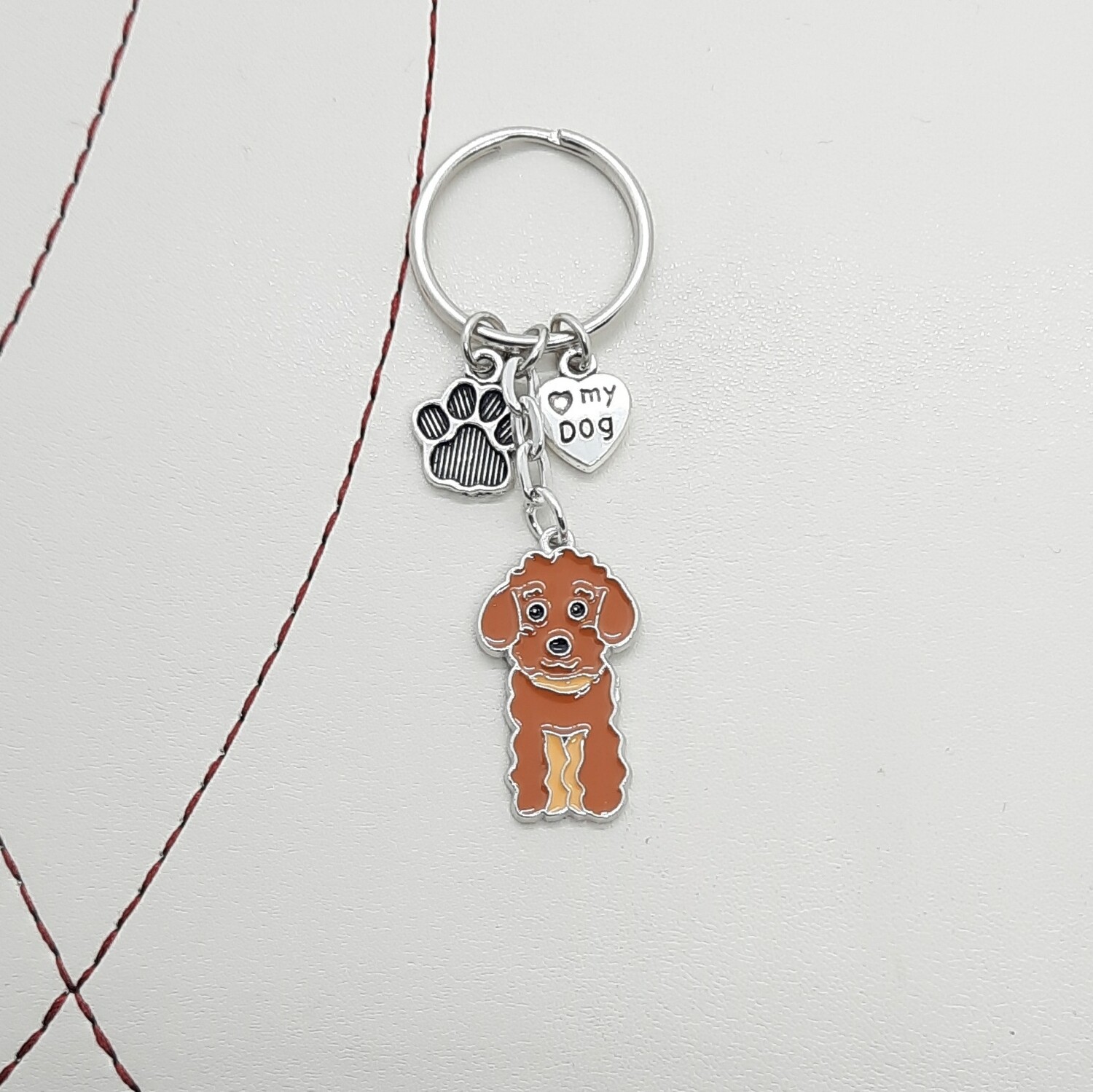 Cockapoo dog Keyring Brown