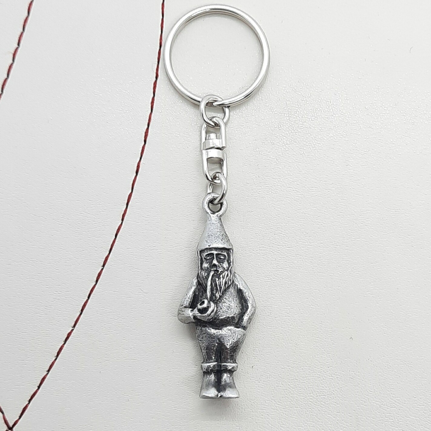 Garden Gnome Pewter Keyring