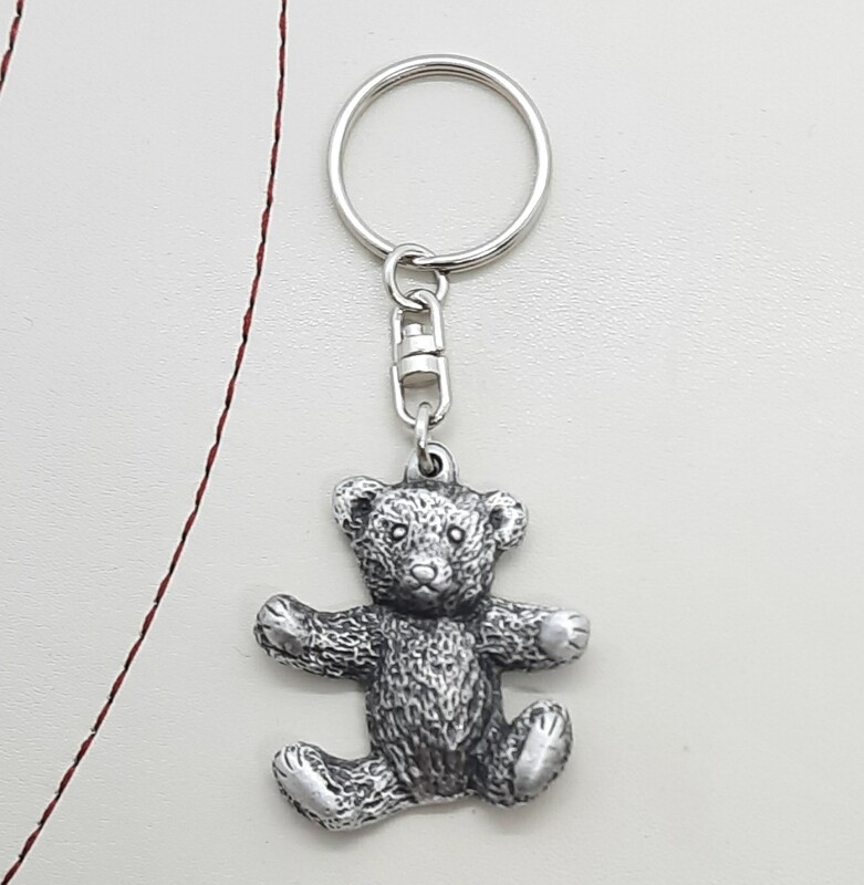 Teddy Bear Pewter Keyring