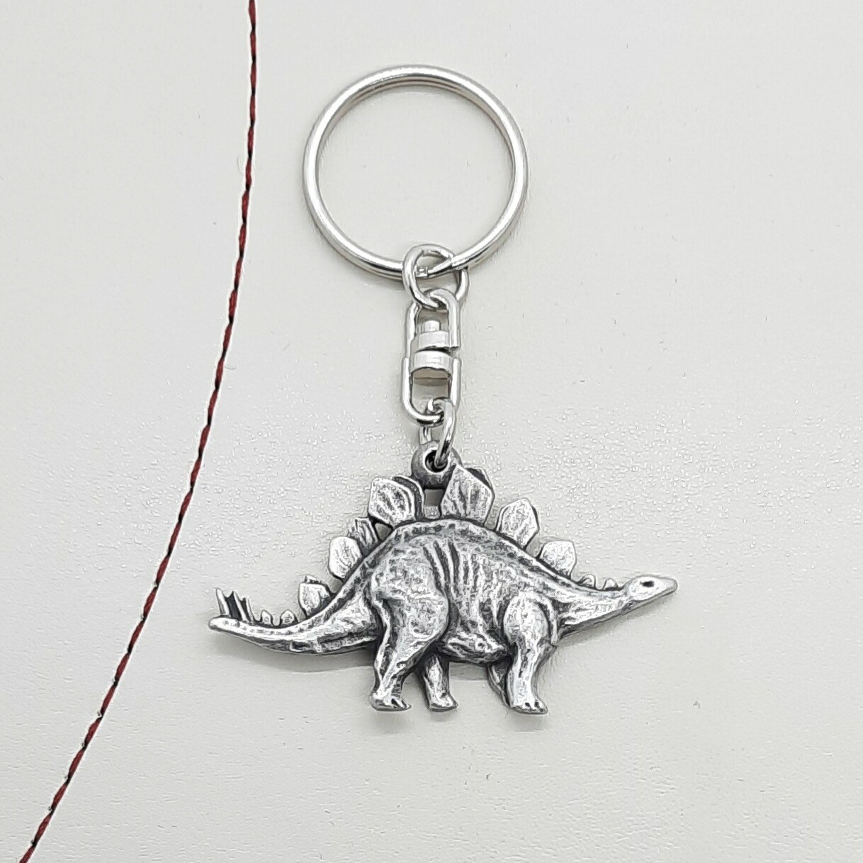 Dinosaur Stegosaurus Pewter Keyring