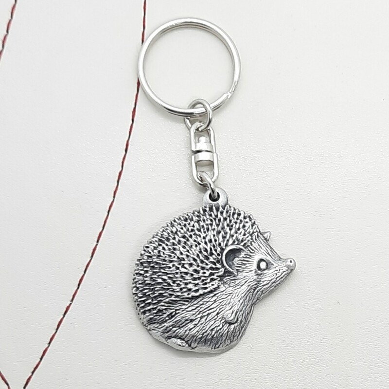 Hedgehog Pewter Keyring
