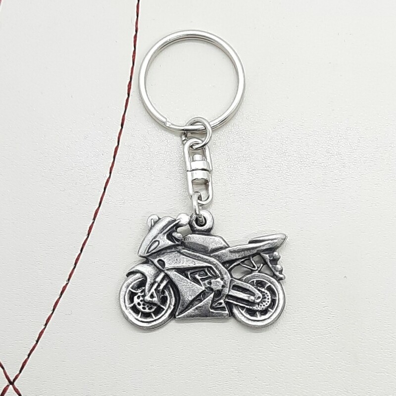 Motorbike Pewter Keyring