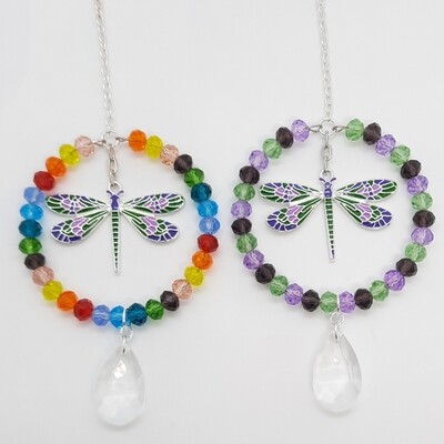 Dragonfly Round Sun Catcher Choose Your Bead Colour