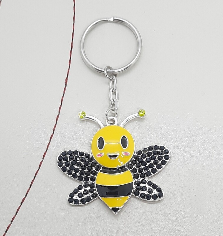 Bumble Bee Keyring Enamel and Rhinestone