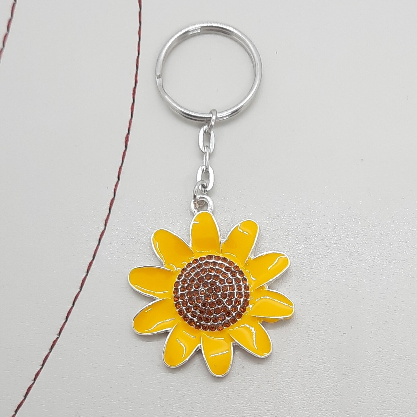 Sunflower Keyring Enamel and Rhinestone