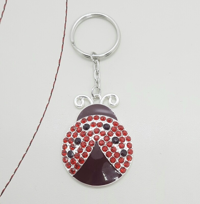 Ladybird Keyring Enamel and Rhinestone
