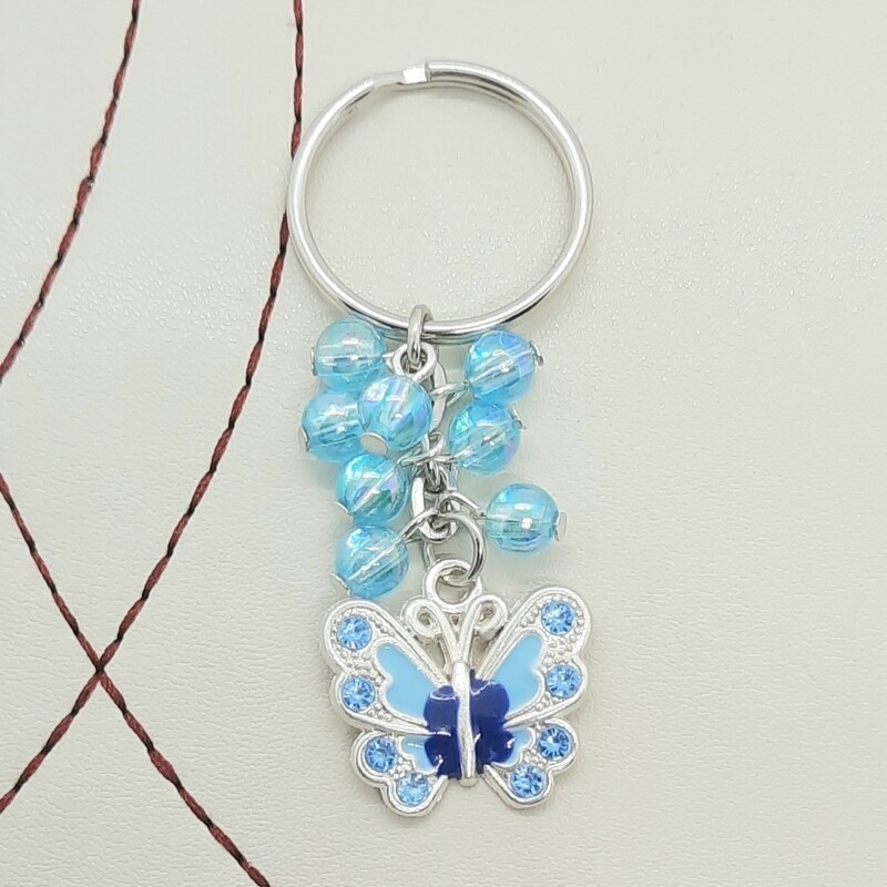 Blue Butterfly Beaded Keyring
